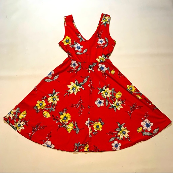 EUC Candie's Women's XS Dress Red Floral Print Sleeveless Fit & Flare Y2K - Picture 9 of 9